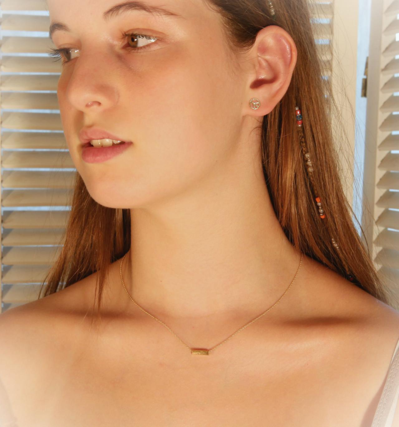 Gold Necklace, Gold Bar Necklace, Tiny Bar Necklace, Petite Jewelry, Casual  Necklace, 1small Petite Necklace 002