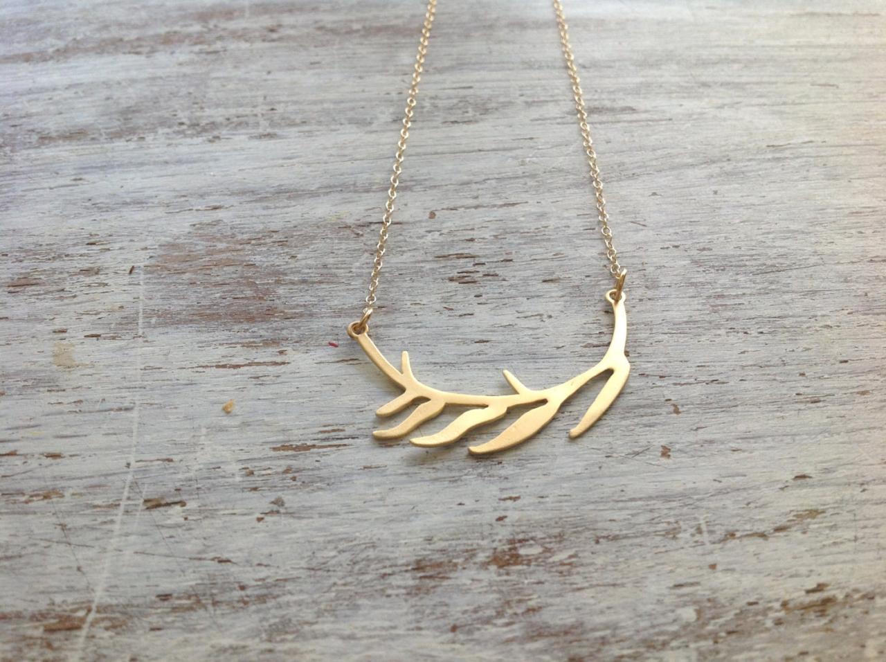 gold necklace, autumn jewelry, gold branch necklace, dainty necklace, evening necklace, autumn necklace,1 fall 022