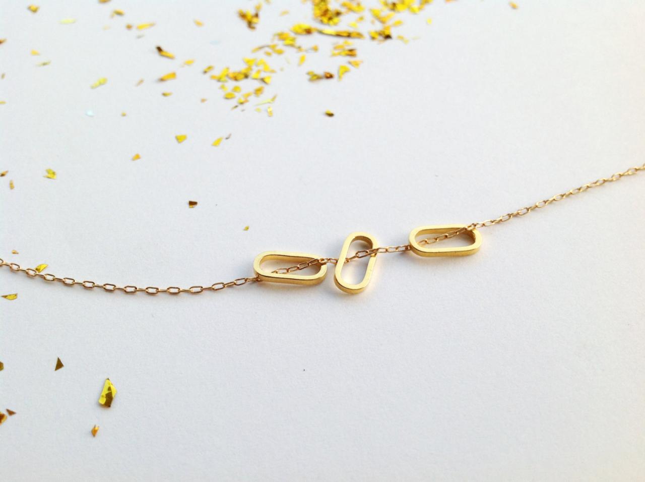 Gold Necklace, Gold Ellipse Necklace, Simple Necklace, Everyday Necklace, Dainty Necklace, 1geometric Jewelry 808