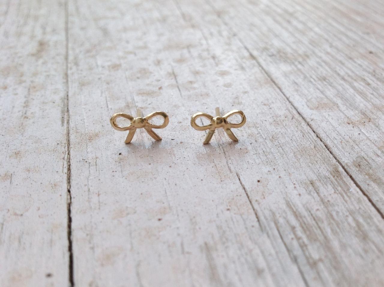 Gold Earrings,bow Earrings, Simple Gold Earring, Stud Earrings, Everyday Earrings, Tiny Earrings A552