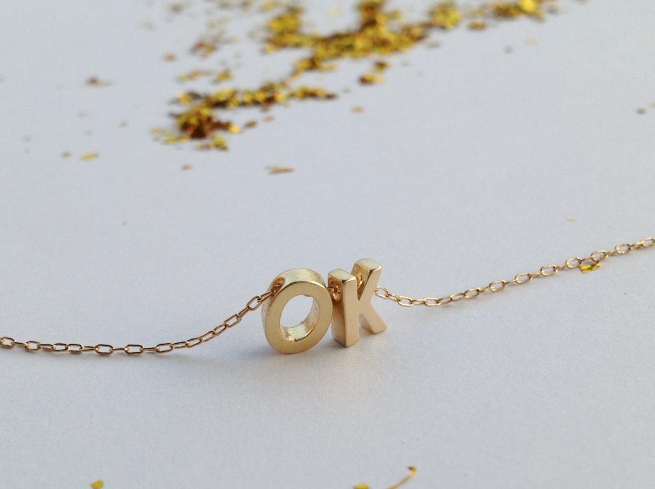 Gold Necklace, Initial Necklace, Personalized Necklace, Monogram Necklace, Friendship Necklace, Letter Necklace, Personolizsed Jewelry 803