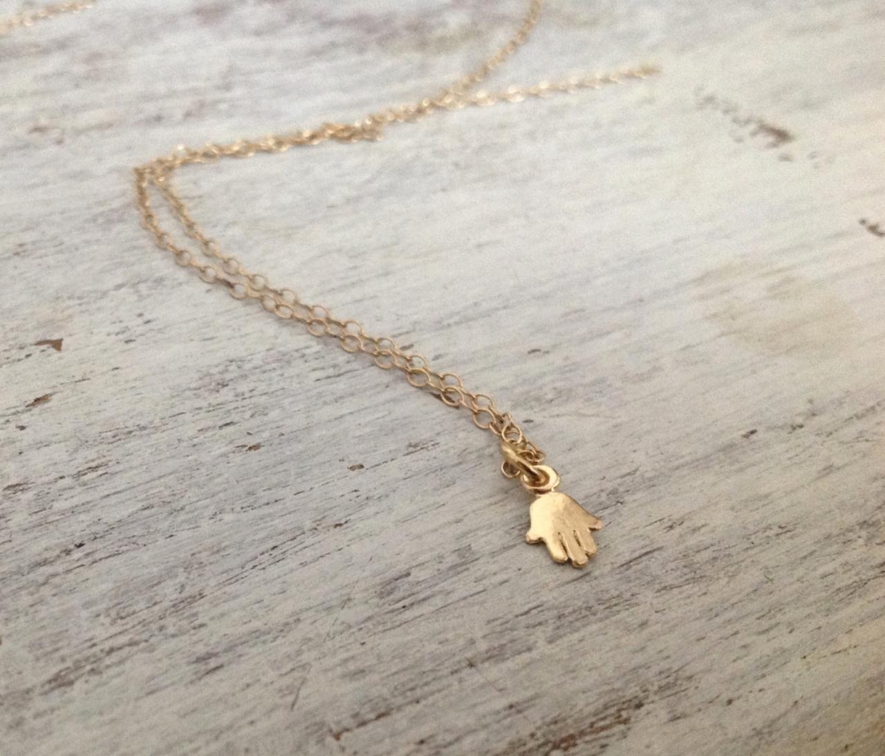 gold necklace, gold hamsa necklace, tiny hamsa necklace, petite jewelry, casual necklace, small petite necklace 012