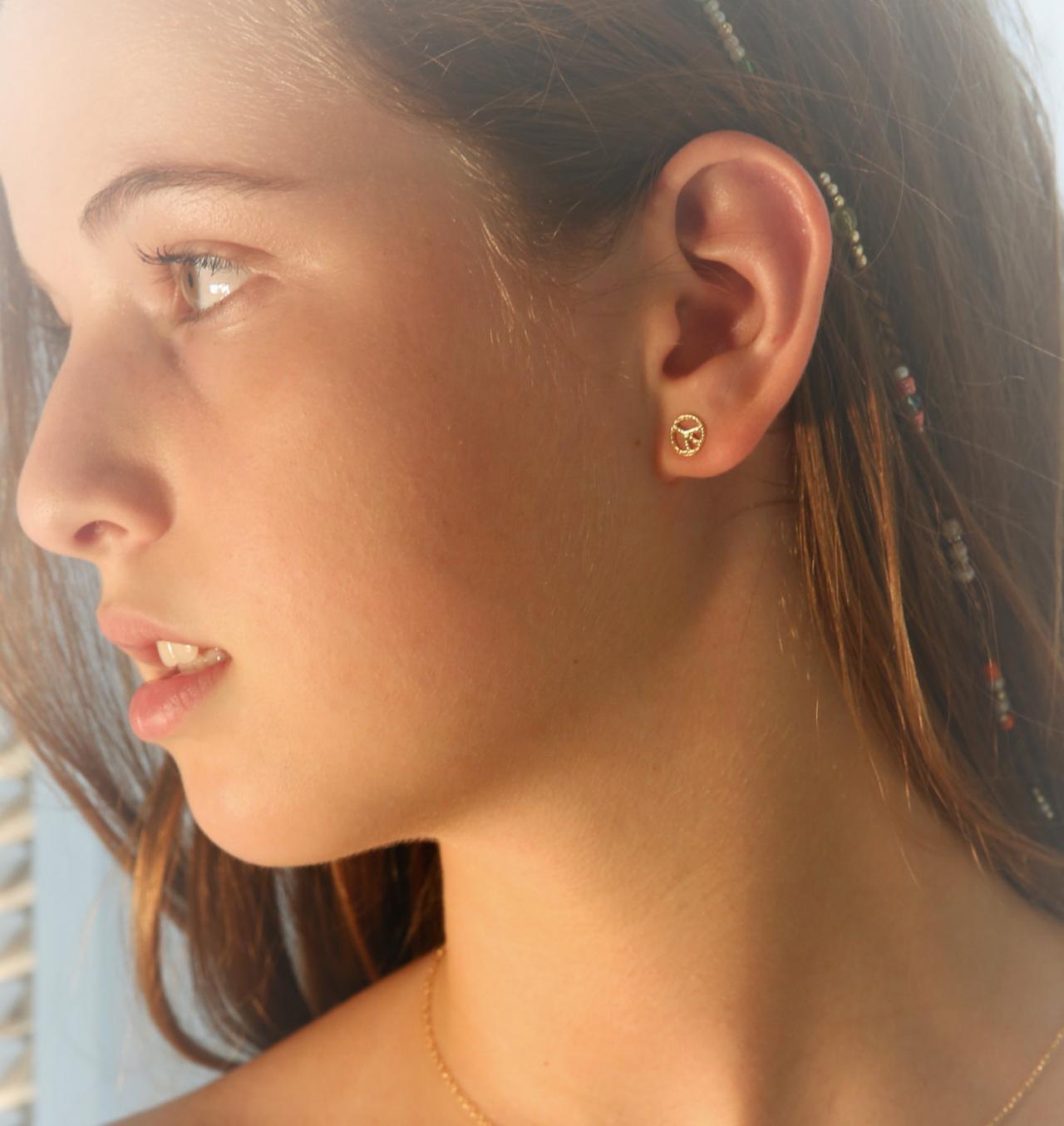 Gold Earrings, Peace Earrings, Simple Gold Earring, Stud Earrings, Everyday Earrings, Tiny Earrings A523