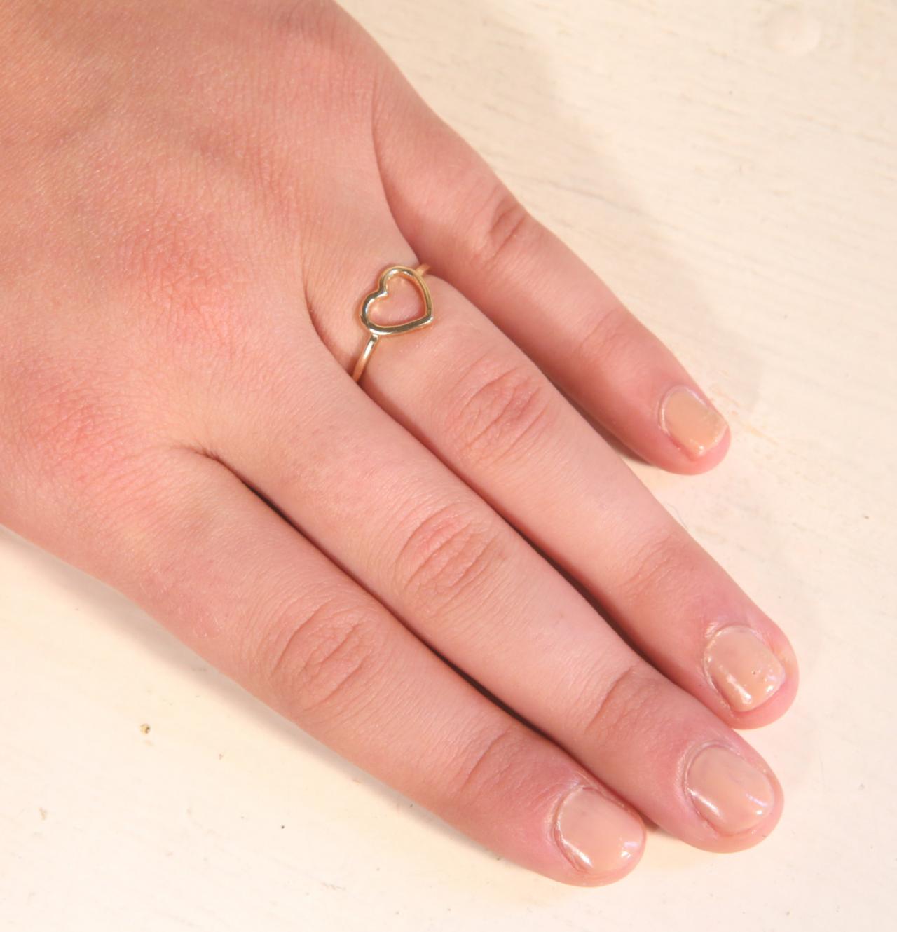 Gold Ring, Gold Filled Ring, Heart Ring, Knuckle Ring, Gold Ring, Love Ring, Small Gold Ring, Bbf Ring - A 500