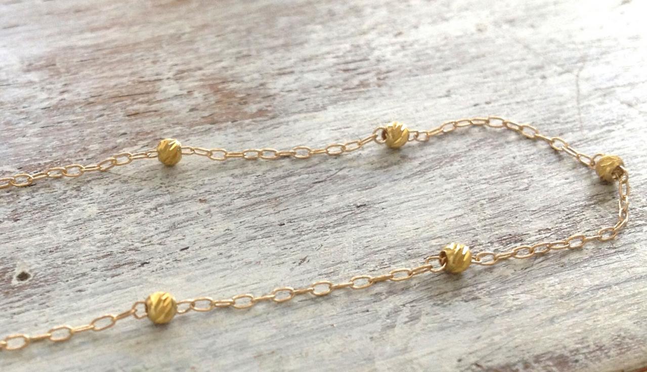 Gold Anklet, Gold Anklet Bracelet, Gold Bead Anklet, Tiny Anklet, Delicate Jewelry, Simple Jewelry, Summer A535