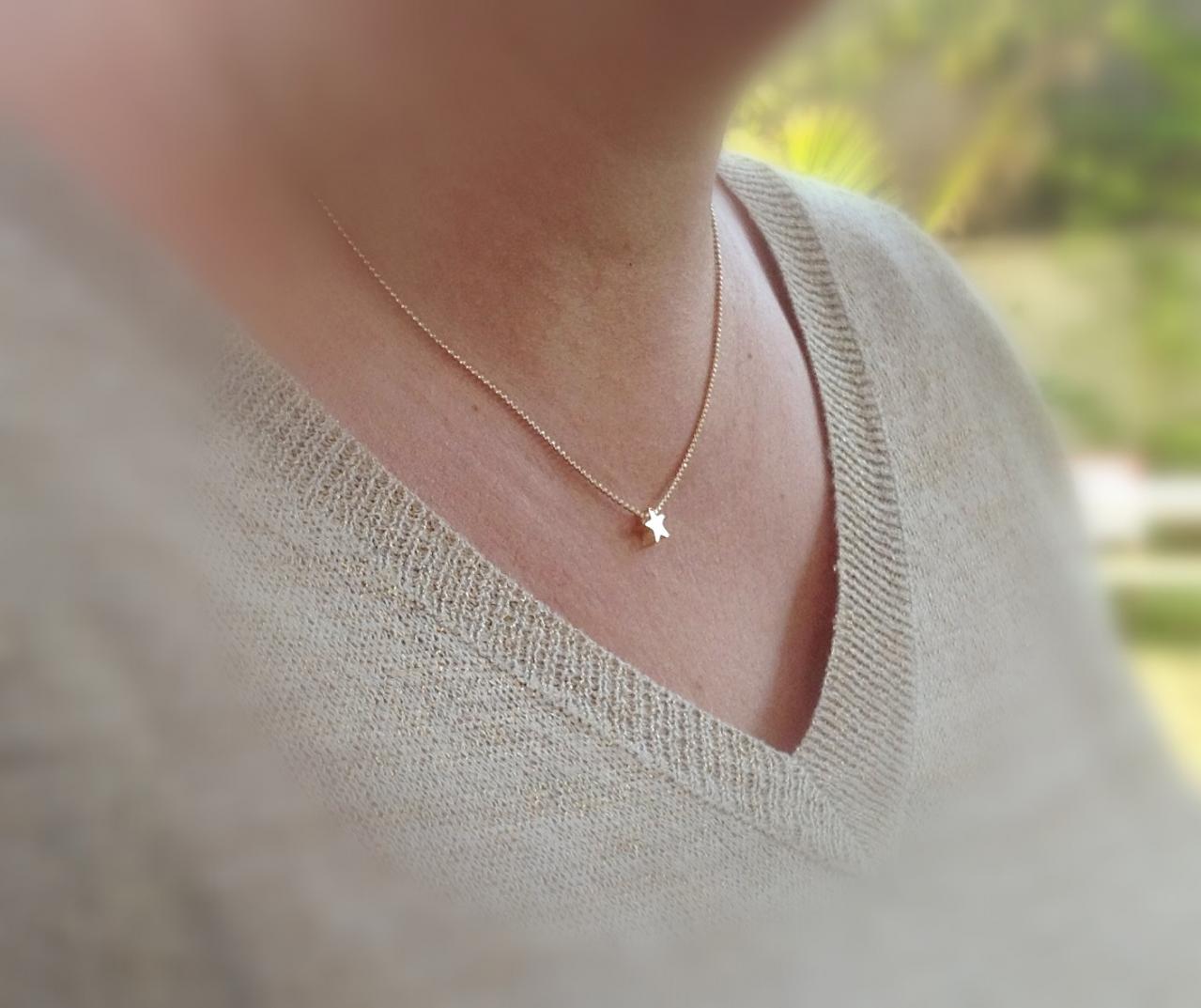 Tiny Gold Necklace, Star Necklace, Small Gold Necklace, Gold Necklace, Petite Jewelry, Delicate Necklace -577
