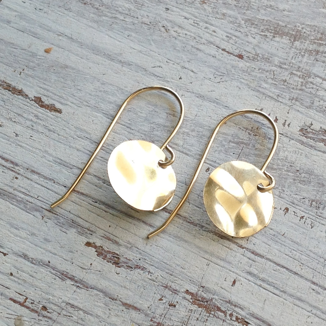 Gold Earrings, Dangle Earrings, Disc Earrings, Geometric Earrings, Gold Filled Earrings, Simple Earrings 20011