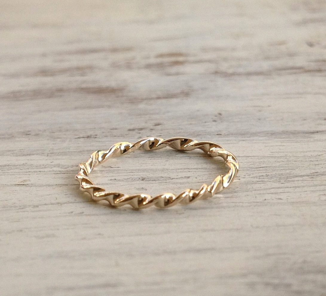 Gold Ring, Stacking Rings, Gold Twist Ring, Handmade, Stack Ring, Thin Gold Ring, Knuckle Ring - 1005