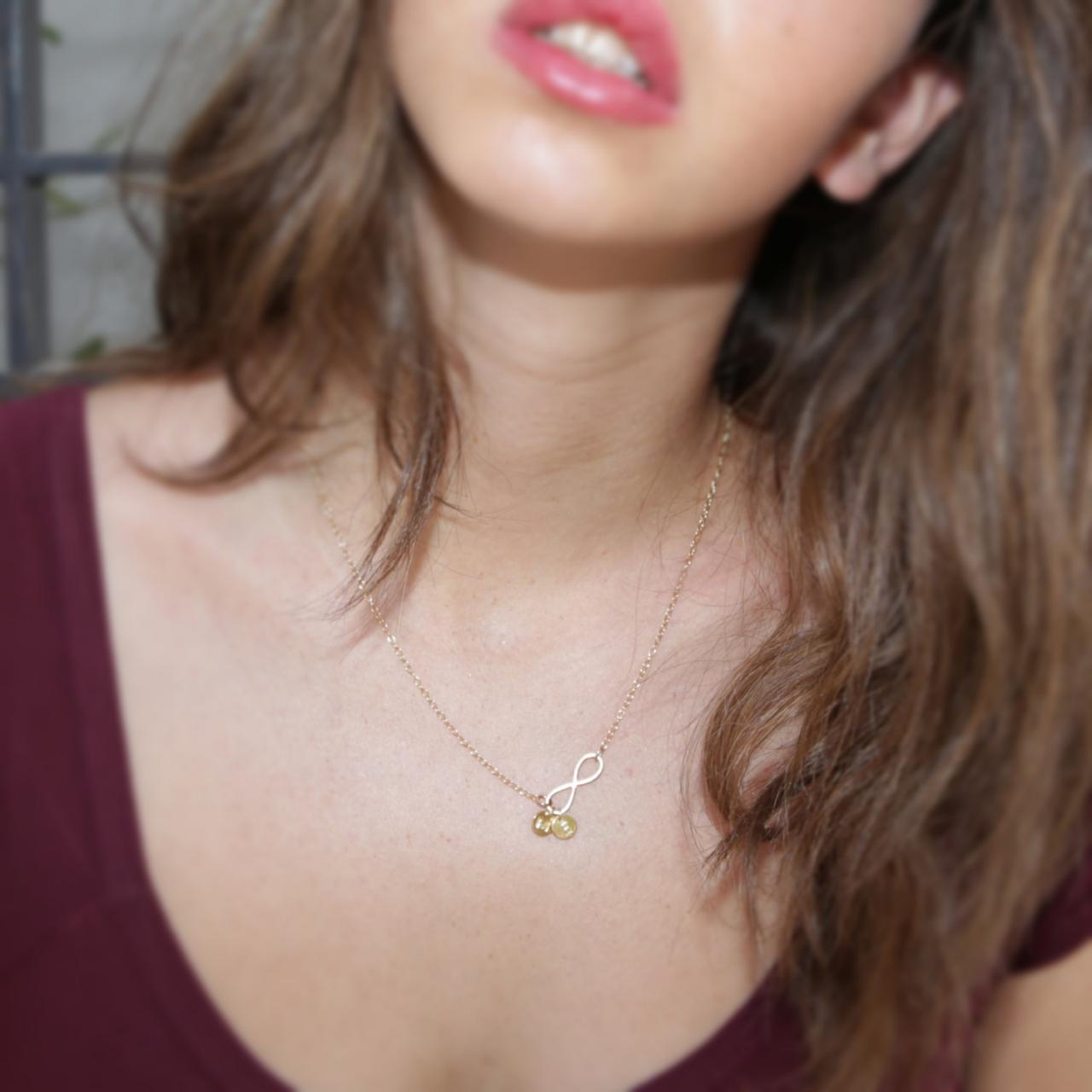 Initial Necklace, Infinity Necklace, Personalized Necklace, Gold Initial Necklace, Initial Infinity 10011