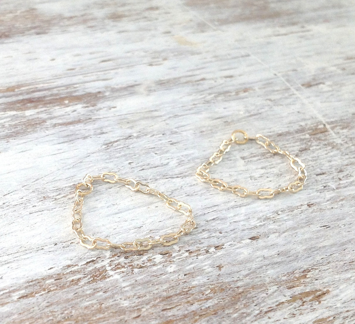 Gold Ring, Gold Chain Ring, Knuckle Ring, Set Of 2 Rings, Tiny Ring, Dainty Ring, Thin Gold Ring, Any Size, Gold Filled -10008