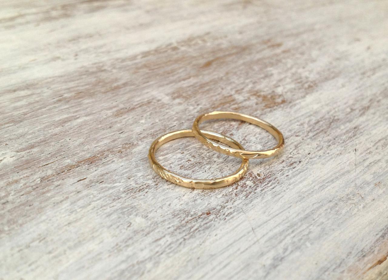 Stacking Ring, Gold Ring, Set Of 2 Stacking Gold Ring, Knuckle Rings, Thin Gold Ring, Hammered Ring, Tiny Ring, Gold Knuckle Rings -522