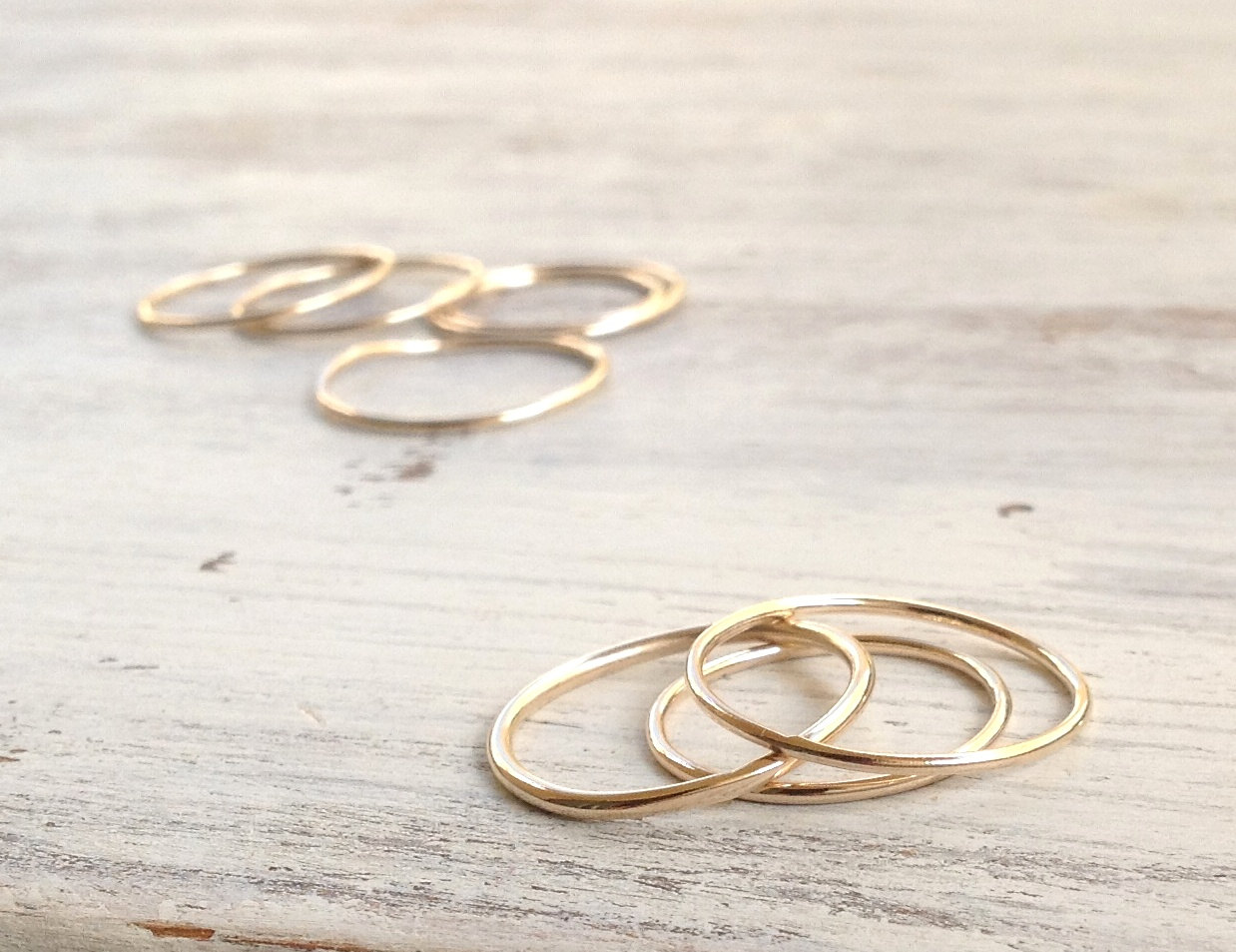 sef of 2 rings, knuckle ring, stacking rings, thin ring, gold knuckle ring, simple ring, smooth ring RB10