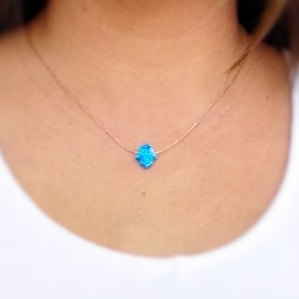 MOTHER DAY SALE Silver necklace Turquoise Charm Opal Charm Necklace Blue Hamsa Necklace Hamsa Opal Necklace Hamsa Charm Necklace