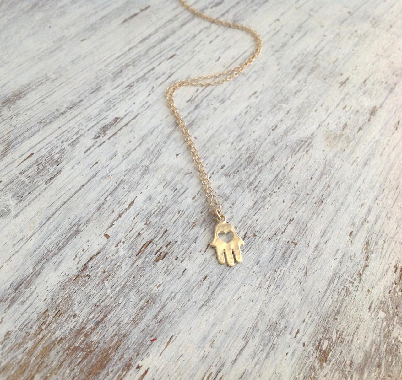 Hamsa Necklace, Tiny Gold Necklace, Everyday Necklace,small Hamsa Necklace ,14k Gold Filled , Luck Necklace,hamsa Hand, Petite Jewelry - 561
