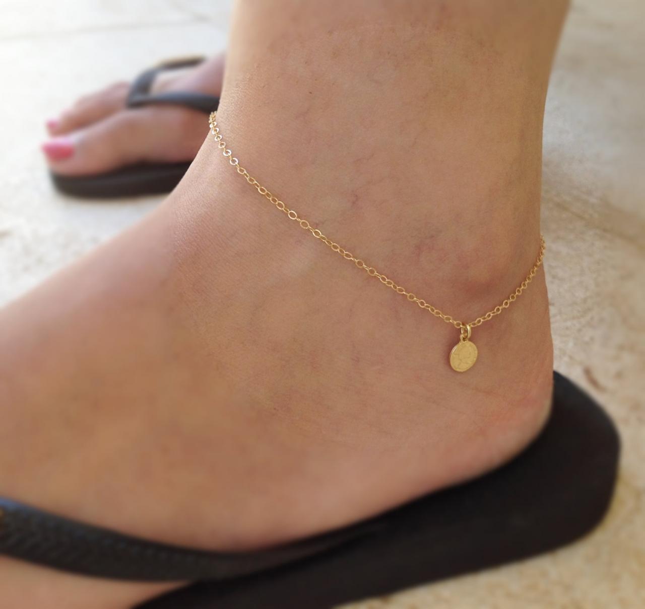 Gold anklet, gold coin anklet, summer anklet, simple anklet, basic anklet, everyday jewelry, anklet bracelet -10033