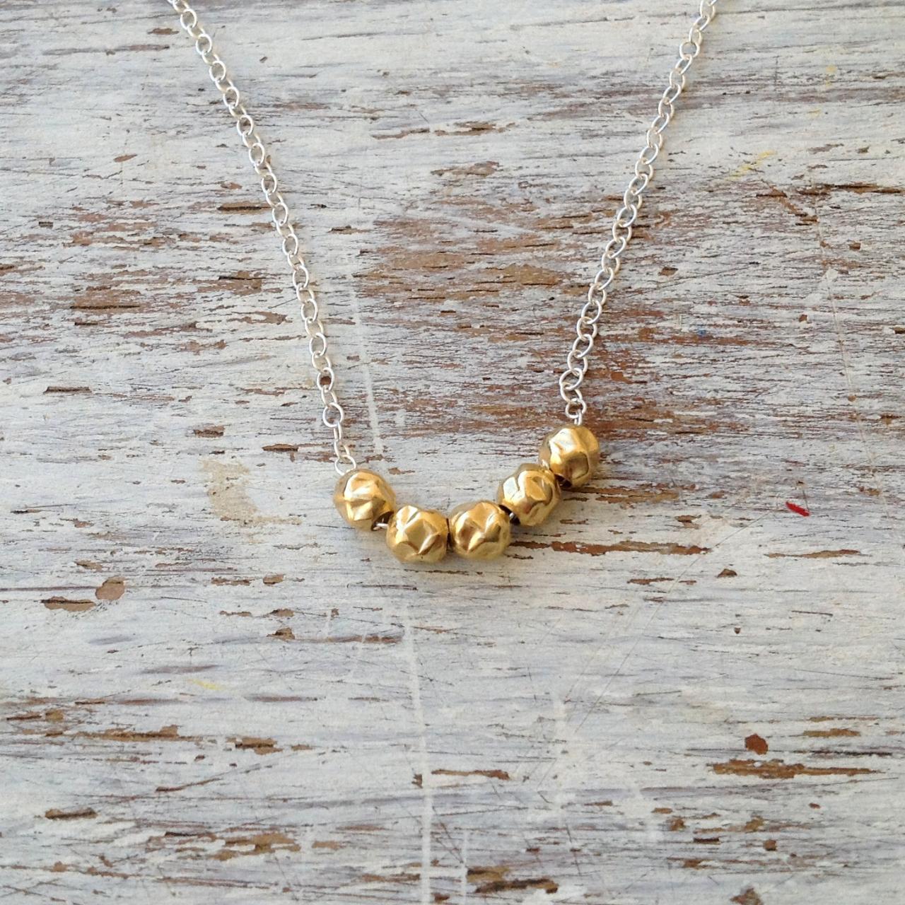 Tiny gold bead necklace on sale