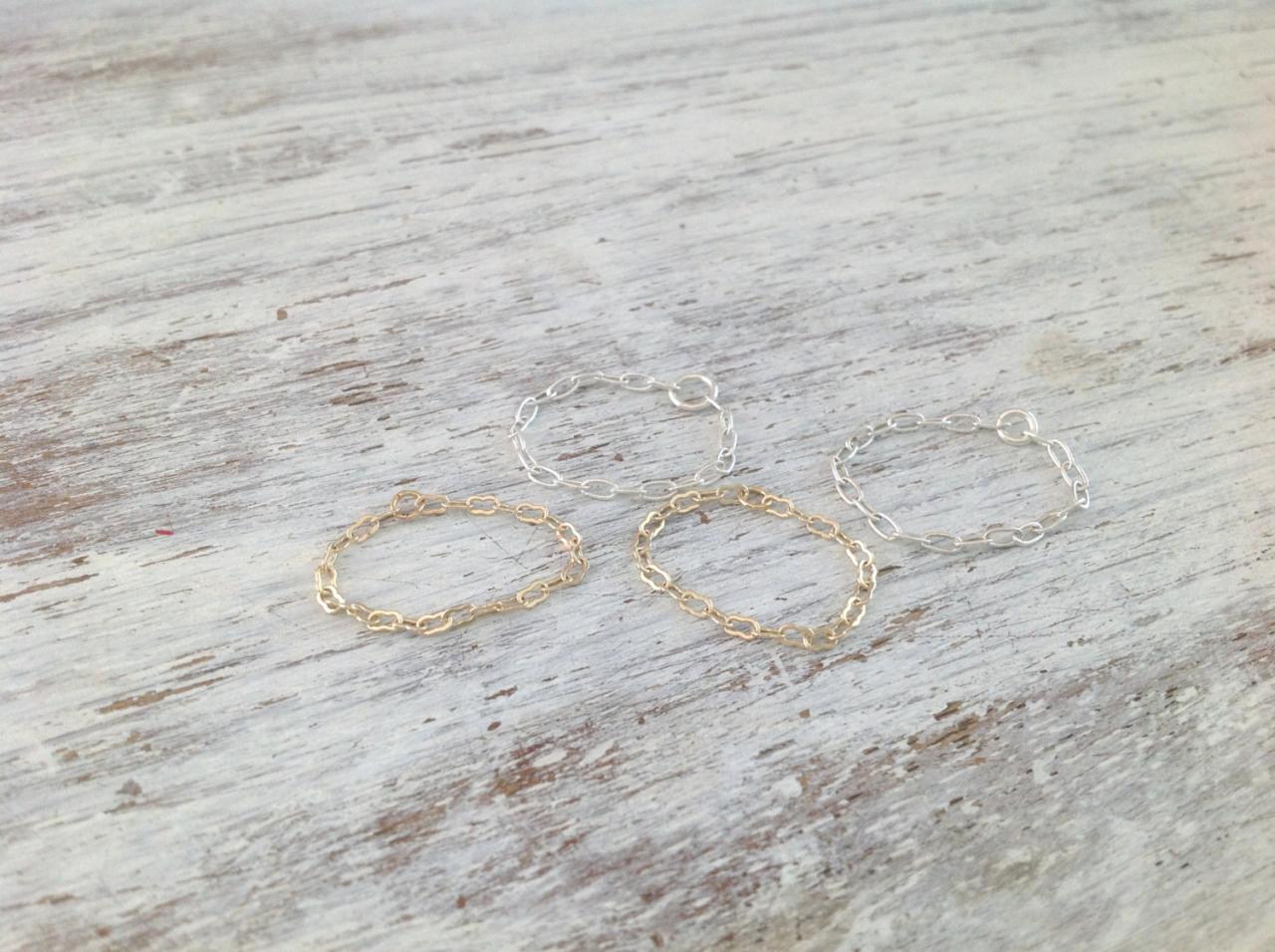 Knuckle Ring, Thin Ring, Silver And Gold, Knuckle Rings, Set Of 4 Rings, Tiny Ring, Dainty Ring, Thin Rings, Any Size- Cr4