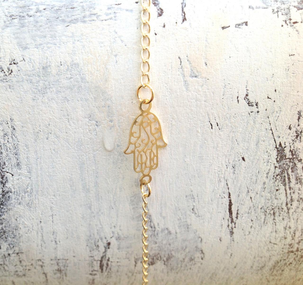 Hamsa Anklet, Anklet, Gold Anklet, Gold Hamsa, Hamsa Jewelry, Delicate Anklet, Hamsa, Luck Jewelry, Small Bracelet, Anklet 113-1