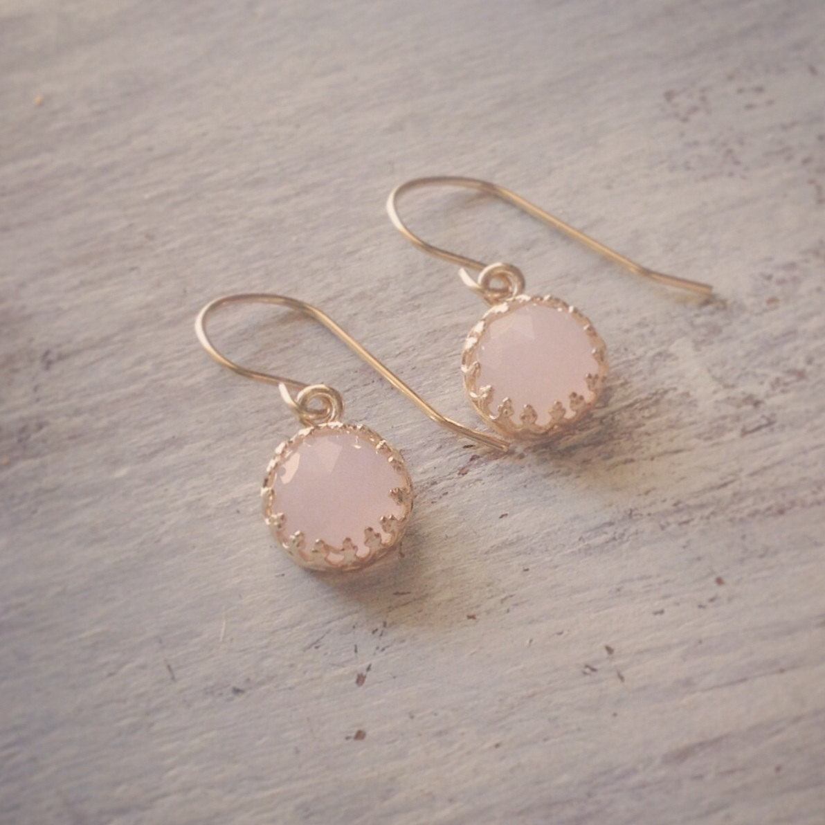 Goldfilled Danle Earrings With Rose Pink Stone