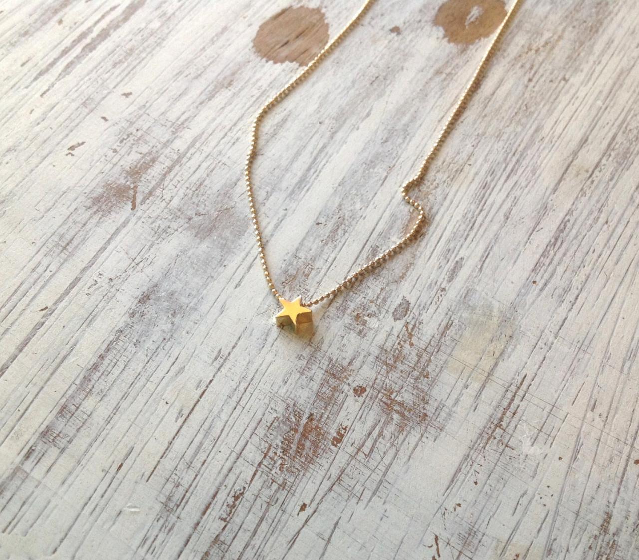 Gold Necklace, Petite Star Necklace, Tiny Necklace, Gold Star Necklace, Petite Jewelry, Delicate Necklace -577