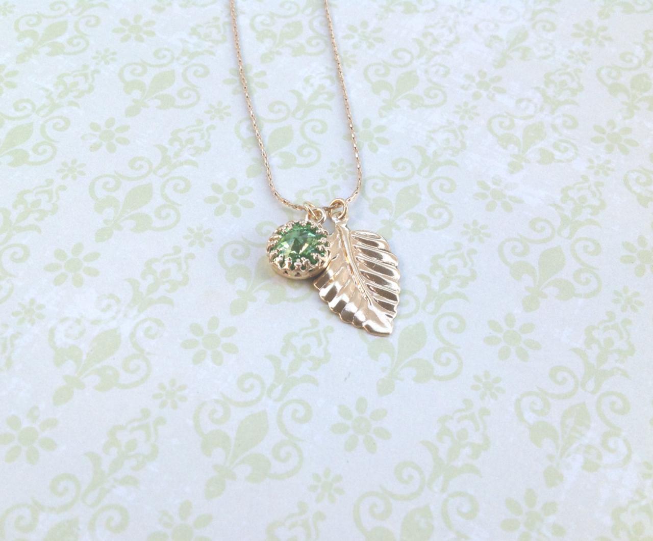 -gold Necklace, Classic Jewelry, Green Necklace, Dainty Necklace, Green ...