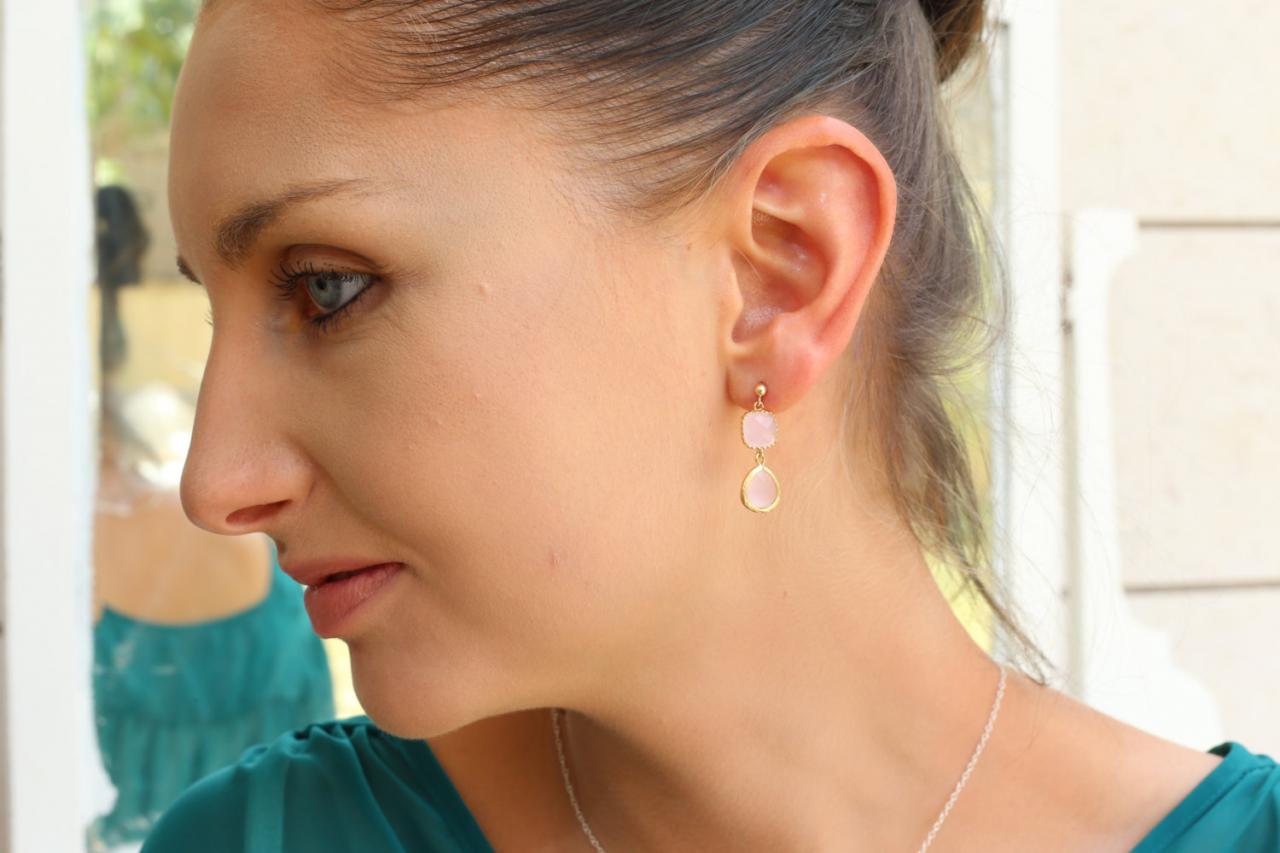 Gold Dangle Earrings, Gold Earrings, Wedding Jewelry, Bridesmaid Gift, Delicate Jewelry -539