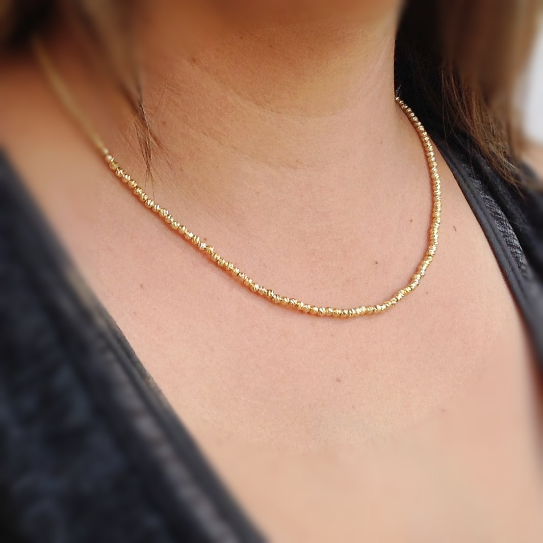 Gold Necklace, Beaded Necklace, Gold Filled Necklace,gold Filled Beads, Statment Necklace 22053