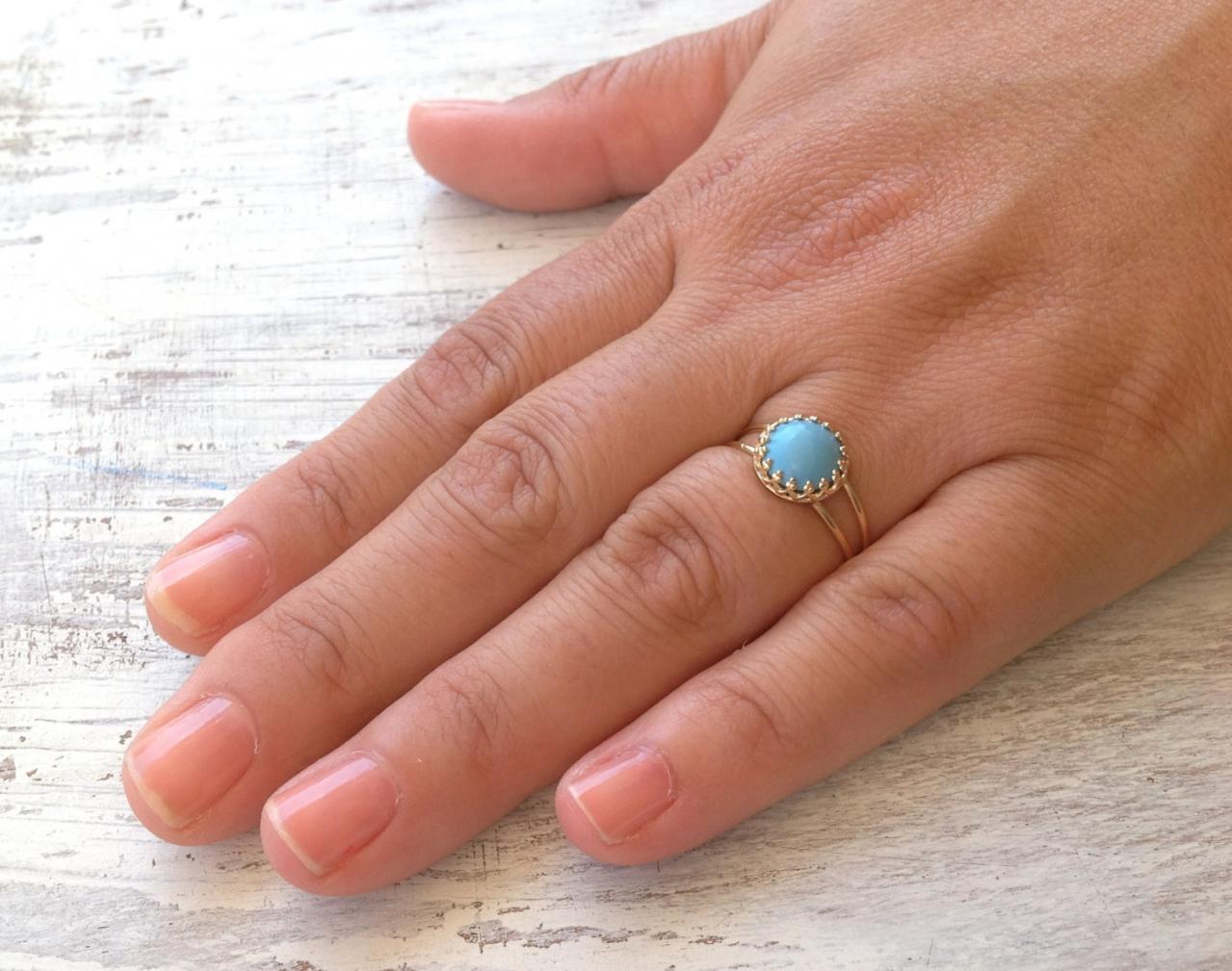 Gold Ring, Summer, Turquoise Ring, Stacking Ring, Vintage Ring, Stack Ring, Stack Gold Ring, Blue Ring, Classic Ring- Rt1
