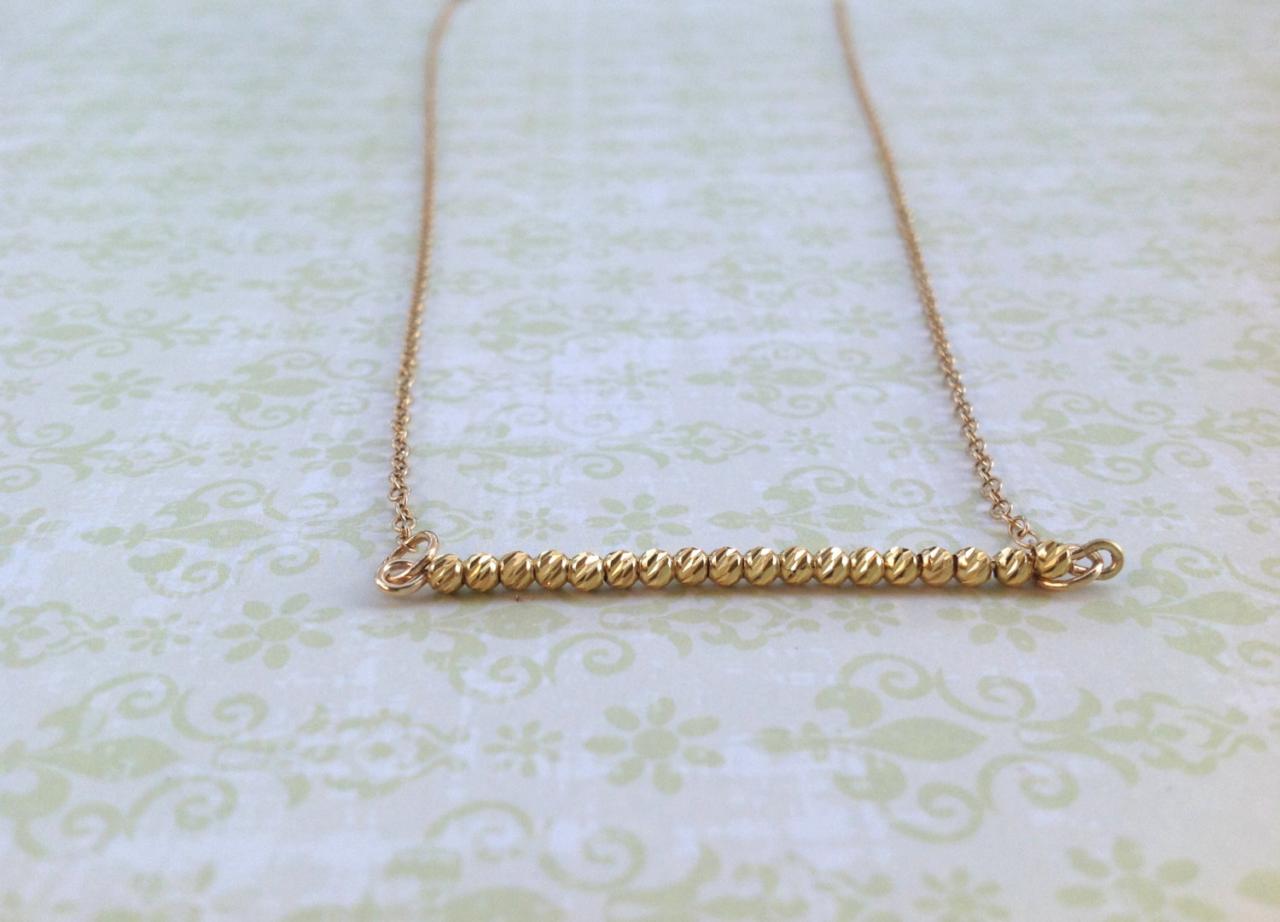 Gold Bead Necklace, Gold Necklace, Tiny Beads Necklace, Dainty Necklace, Gold Beads, Gold Filled - 7006