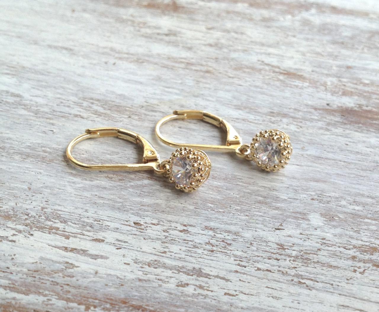 Gold earrings, crystal earings, dangle earrings, classic earrings, special jewelry, goldfilled earrings -6631