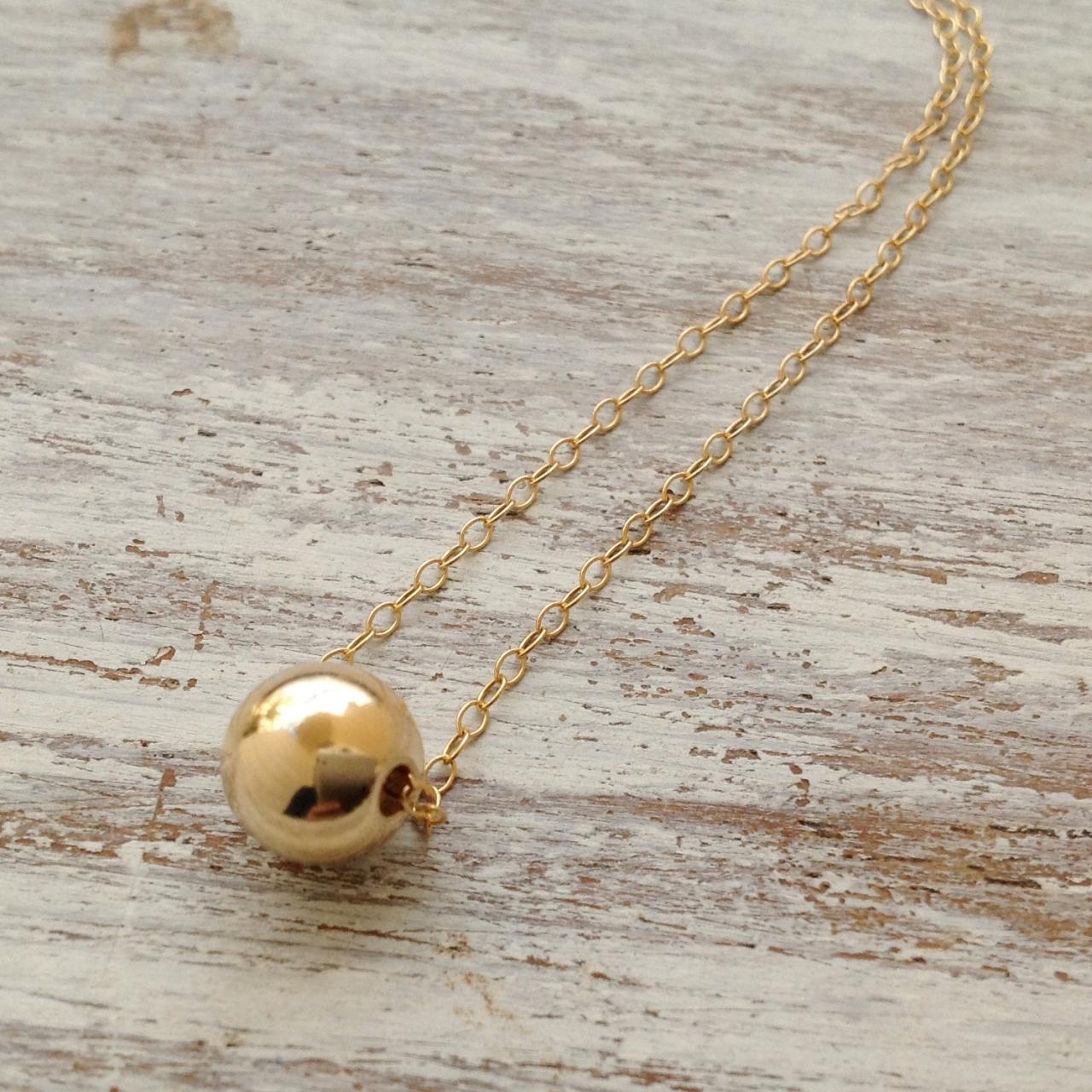 Gold Ball Necklace, Ball Necklace, Bead Necklace, Minimalist Necklace