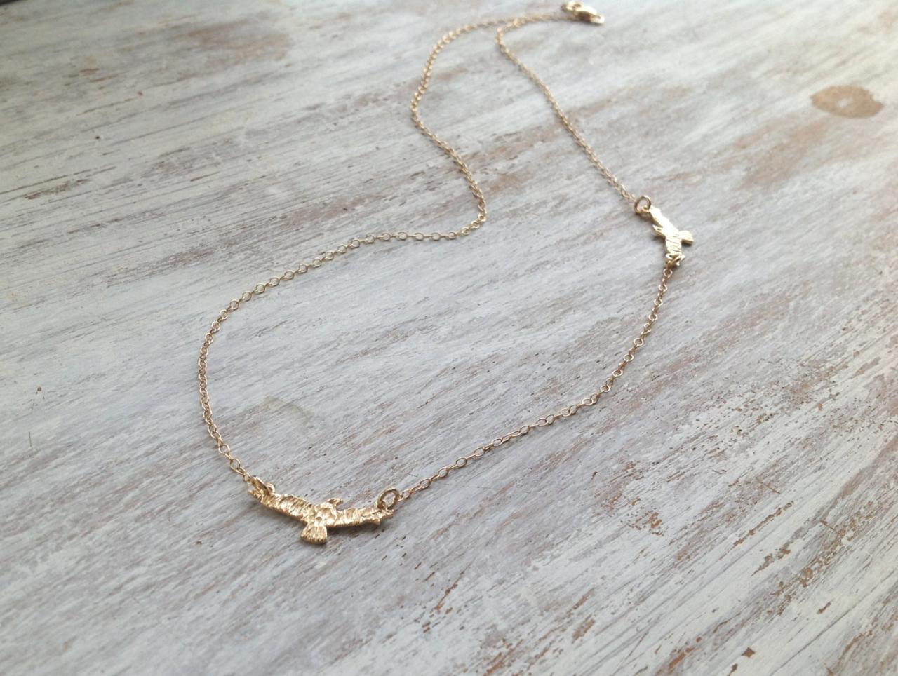 Gold necklace, seagull necklace, gold filled necklace, impressive necklace, delicate necklace - 565
