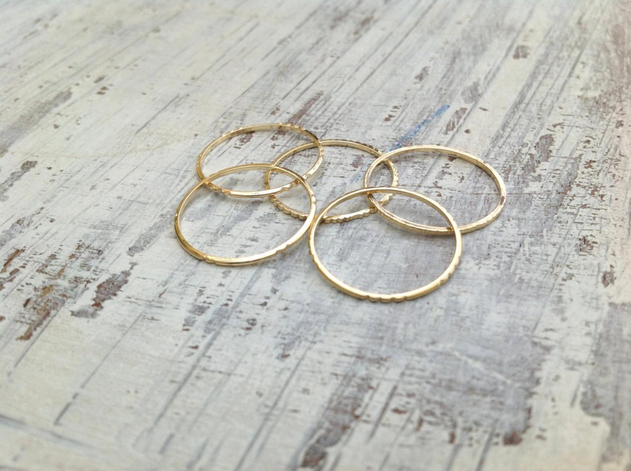 5 Gold rings, Stacking ring, stacking gold rings, knuckle rings, thin ring, hammered ring, tiny ring RR2