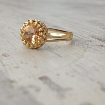 gold ring, birthstone ring, gemstone ring, topaz ring, stacking ring, vintage ring, November birthstone, topaz, -R005