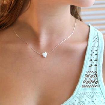 heart necklace, gold necklace, opal heart necklace, heart necklace, opal necklace, 1glistening opal -009