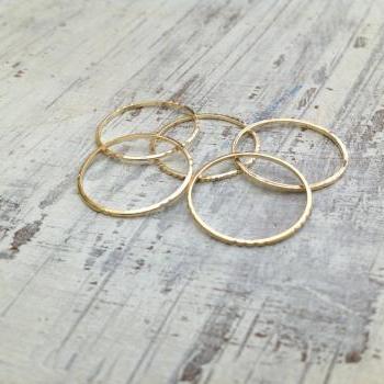 5 Gold rings, Stacking ring, stacking gold rings, knuckle rings, thin ring, hammered ring, tiny ring RR2