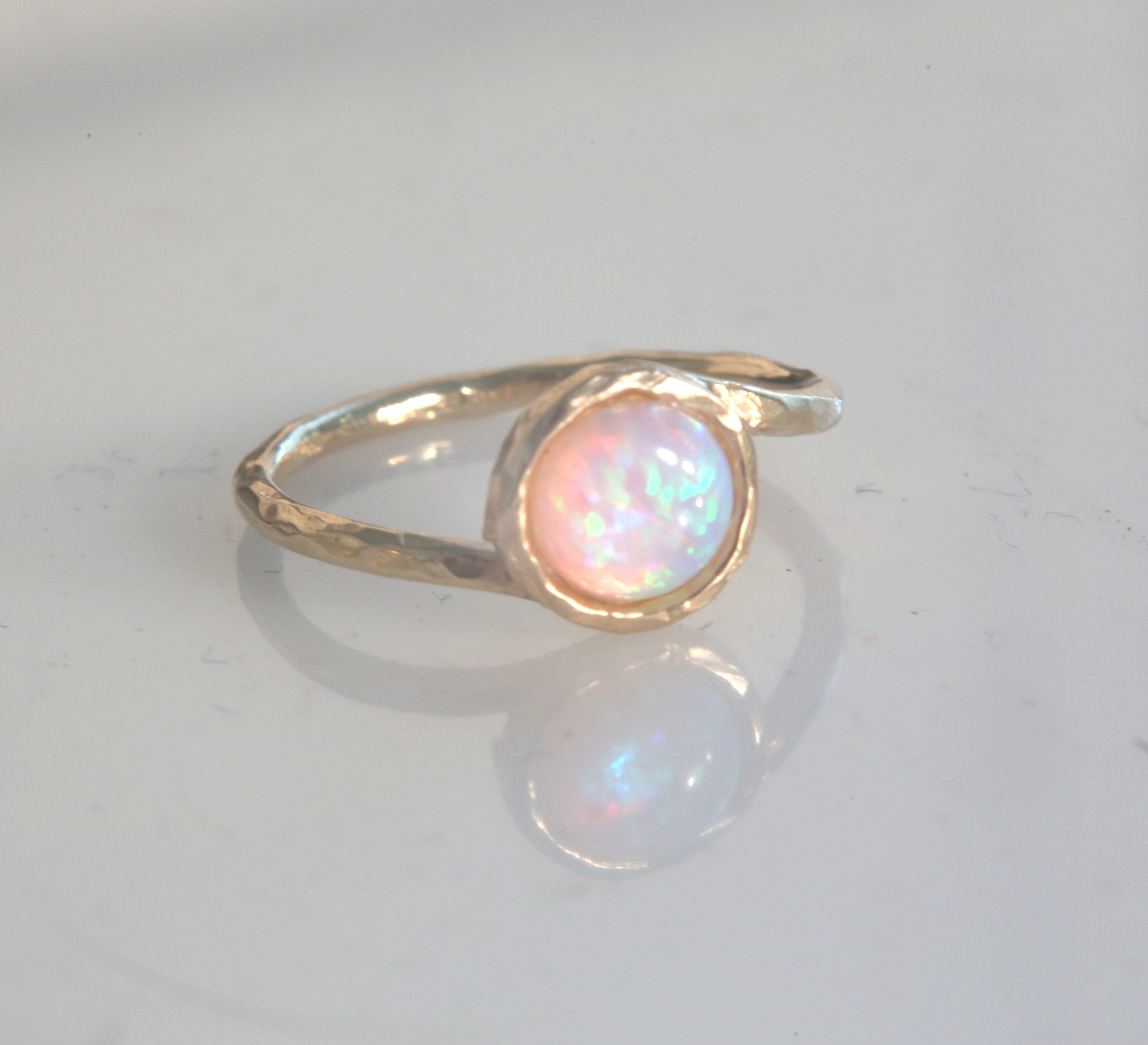 Gold Filled Ring, Gemstone Ring, Stacking Ring, White Opal Ring, Gold ...