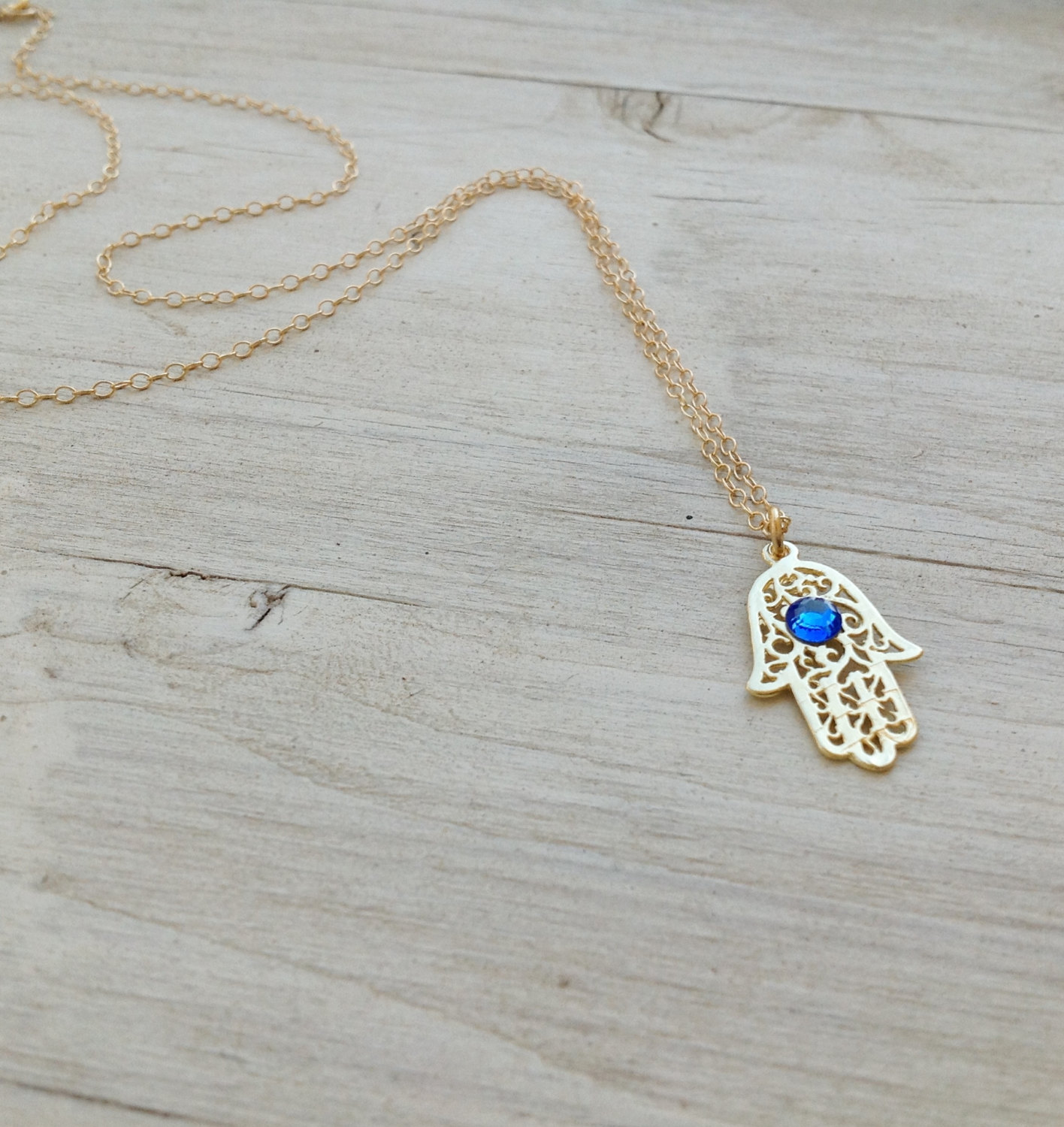 Gold Necklace, Gold Hamsa Necklace, Hamsa Jewelry, Casual Necklace