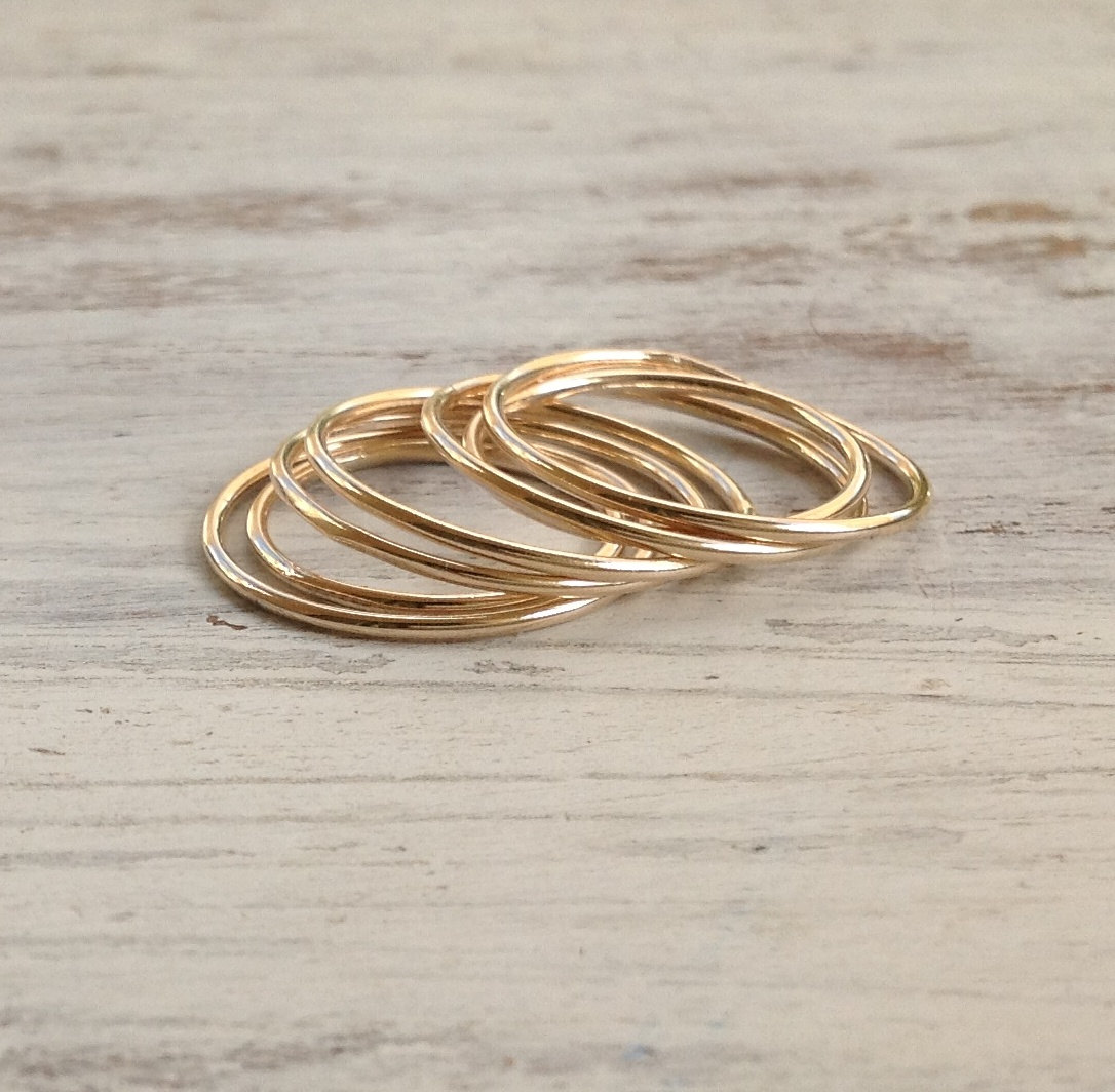 Set Of 4 Rings, Knuckle Ring, Stacking Rings, Thin Ring, Gold Knuckle ...