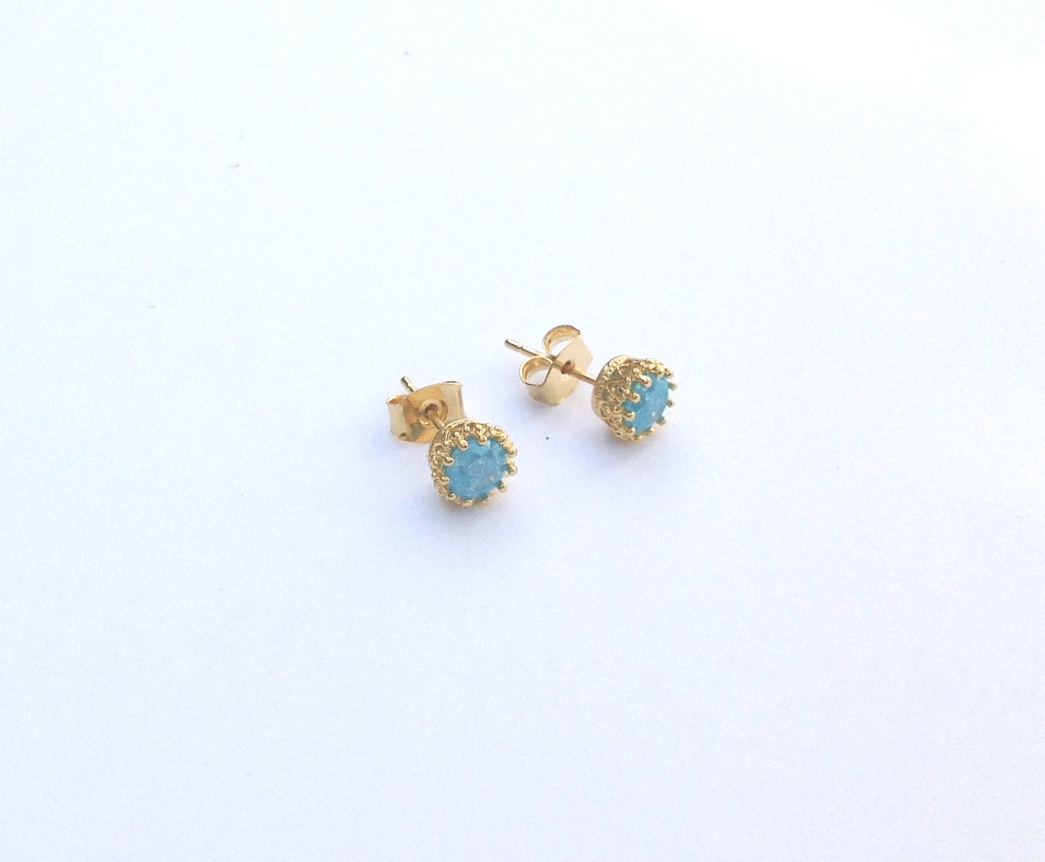 Gold Earrings, Stud Earrings, Swarovski Stud Earring, Turquoise ...